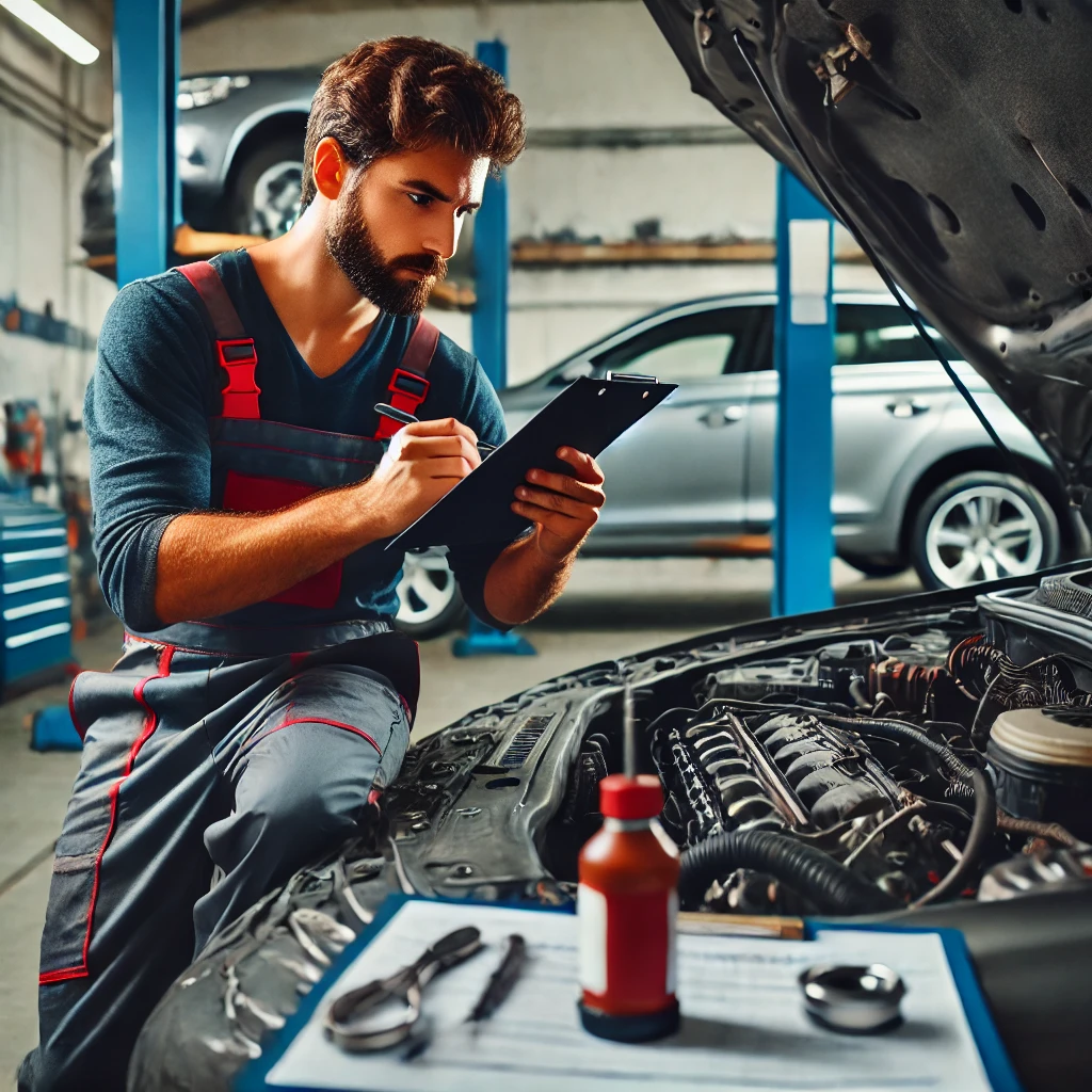 Mechanic Nation technician performing a safety inspection