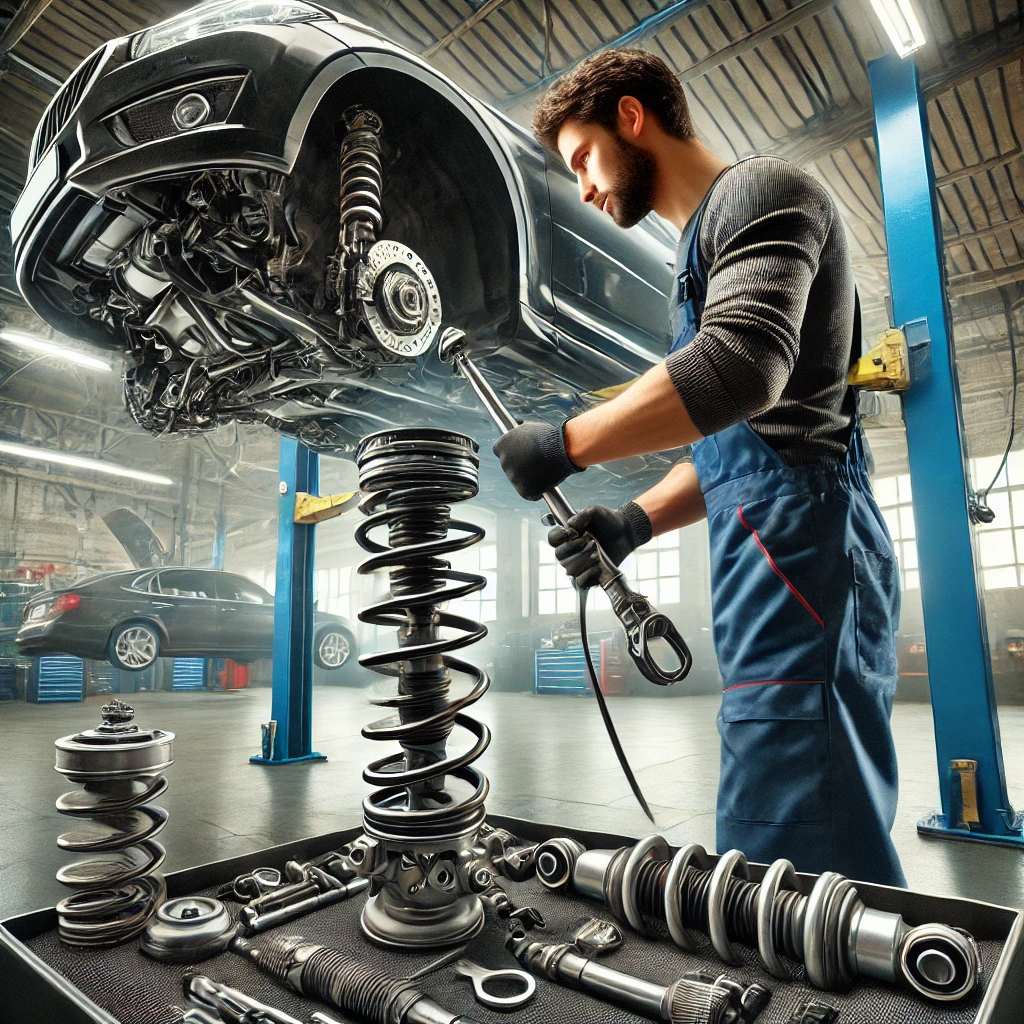 Mechanic Nation technician servicing vehicle suspension